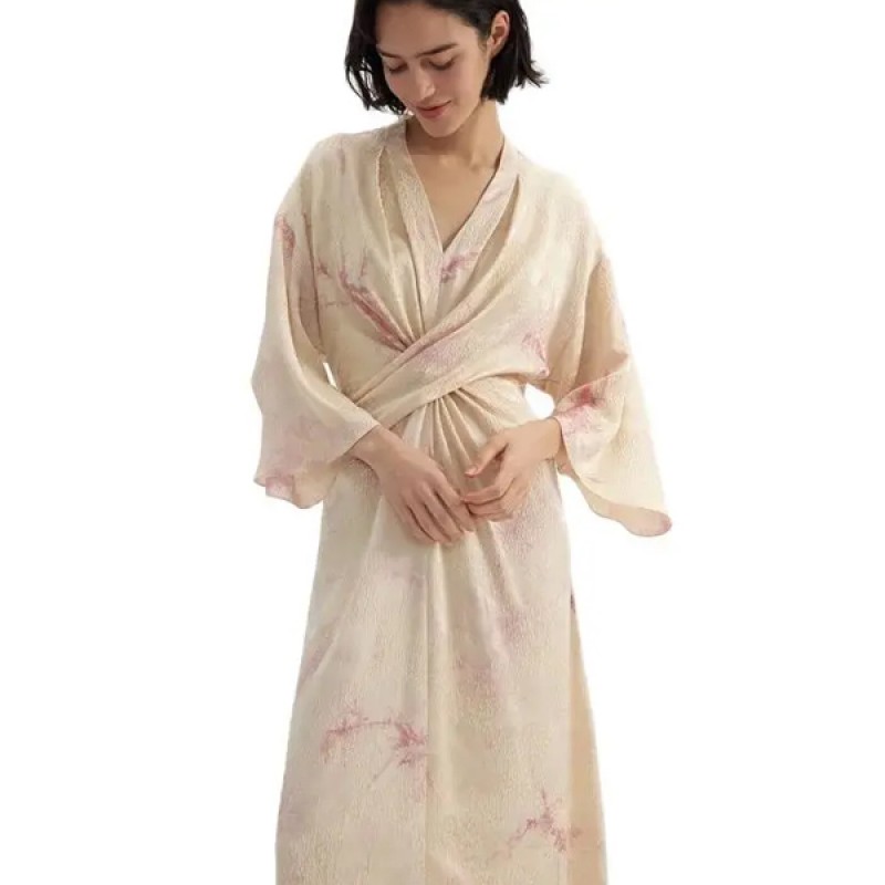 100% Mulberry Silk Dresses: Women's Long Sleeve V-...